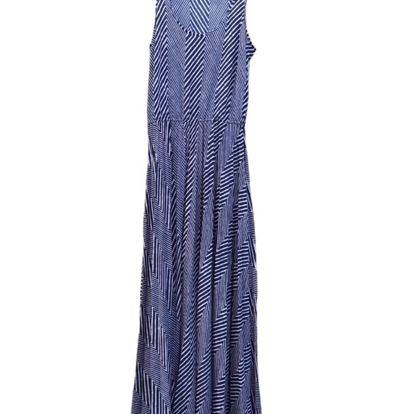 Michael Kors Womens Maxi Chevron Dress Small Blue White Striped Sleevless - Picture 2 of 9
